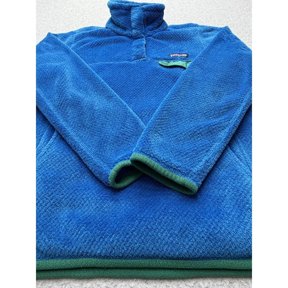 Patagonia Fleece Jacket Womens XS Blue Snap Pullover High Pile Thermal Pockets